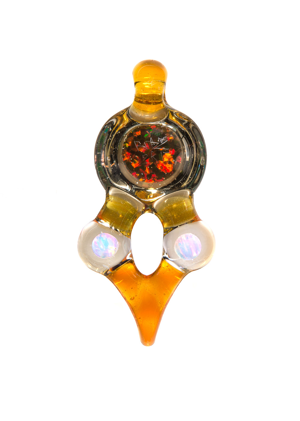 Serum and Transparent Orange Gate Keeper Pendant #2 by Big Z