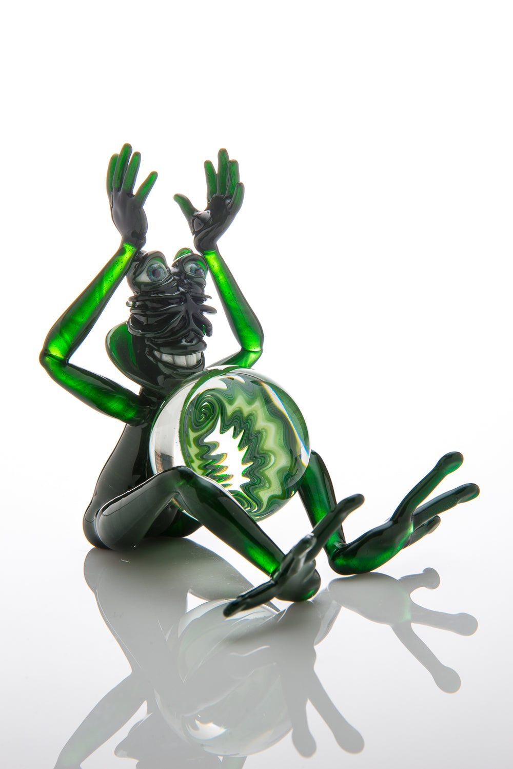 Sculpted Alien Marble Holder with Wig-Wag Marble by Dylan Kelley (DBK)