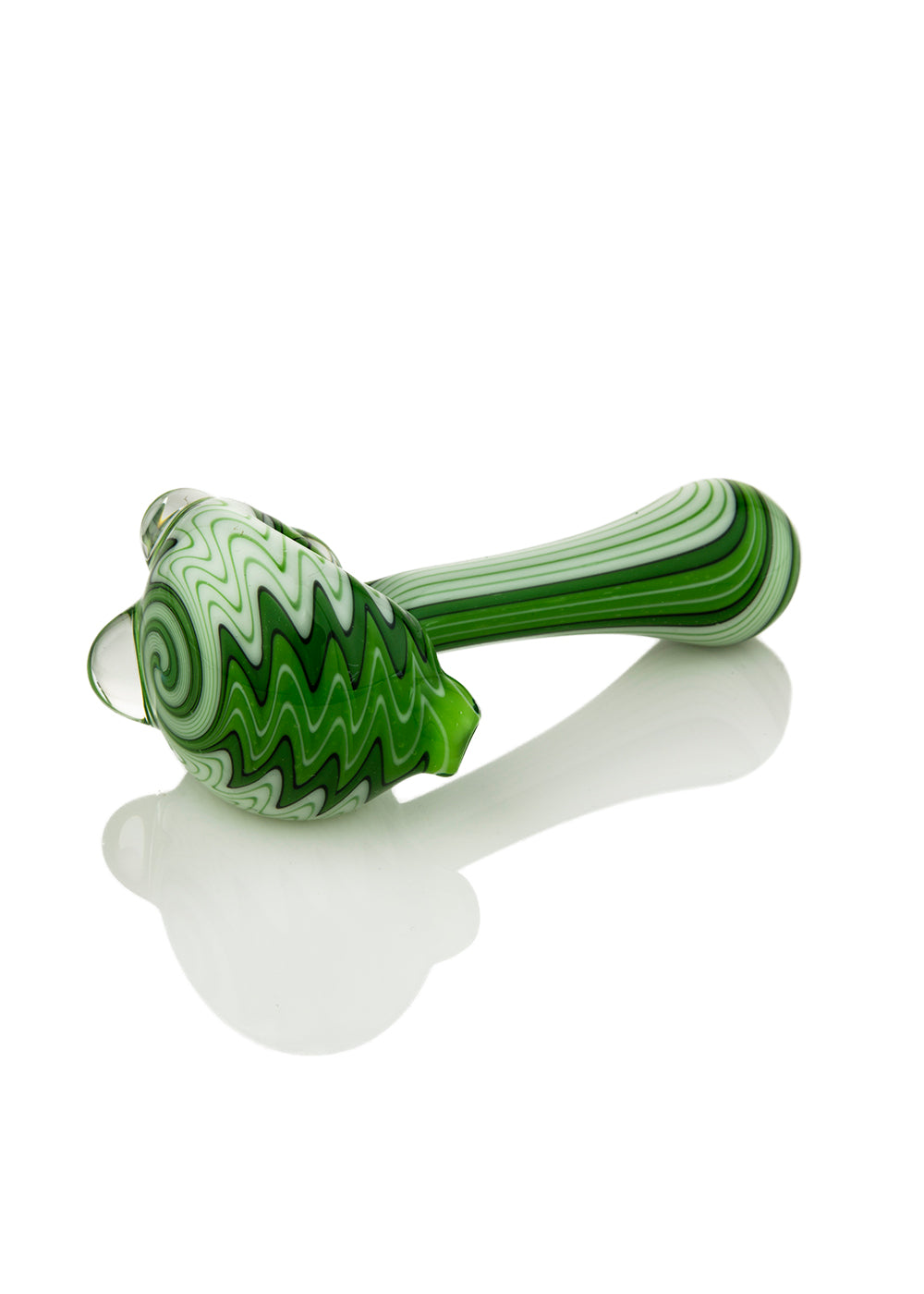 White and Green Line Work Spoon by Sand