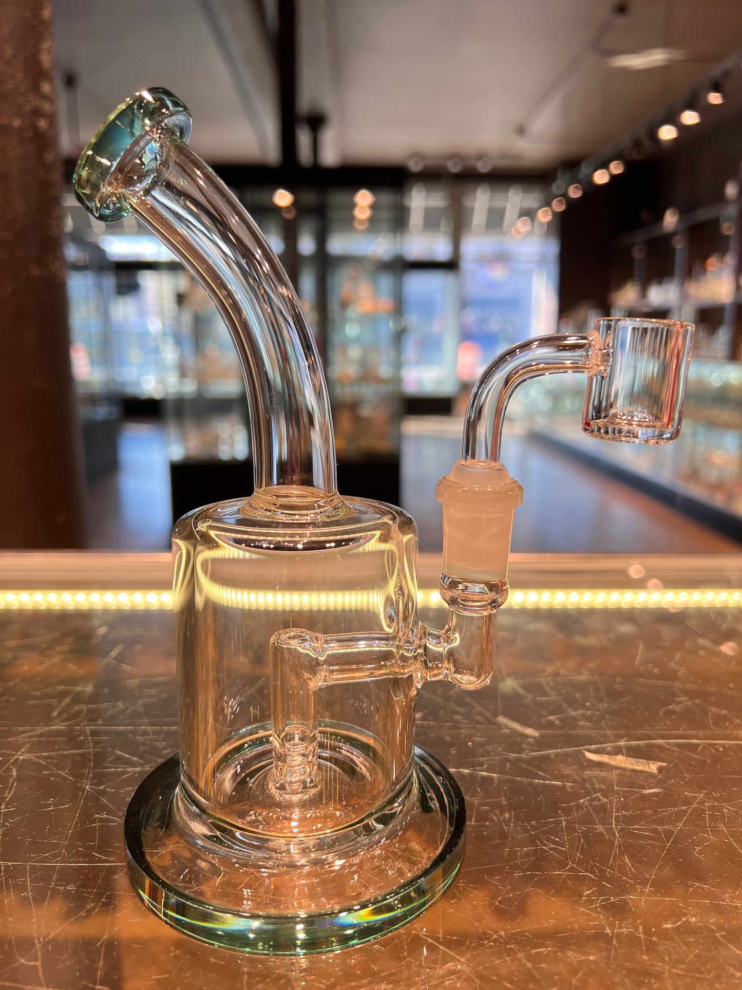 Color Accent Fat Can Fixed Stem Mini Rig (Bowl or Banger Included)