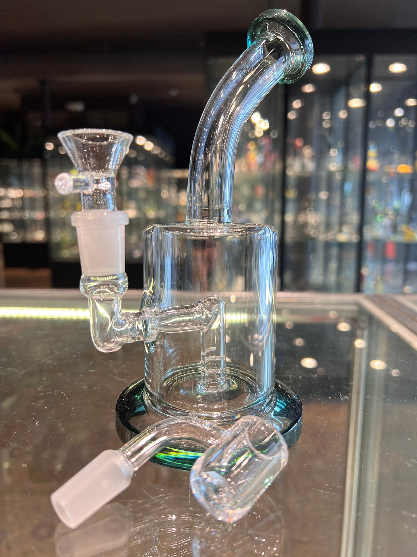 Color Accent Fat Can Fixed Stem Mini Rig (Bowl or Banger Included)