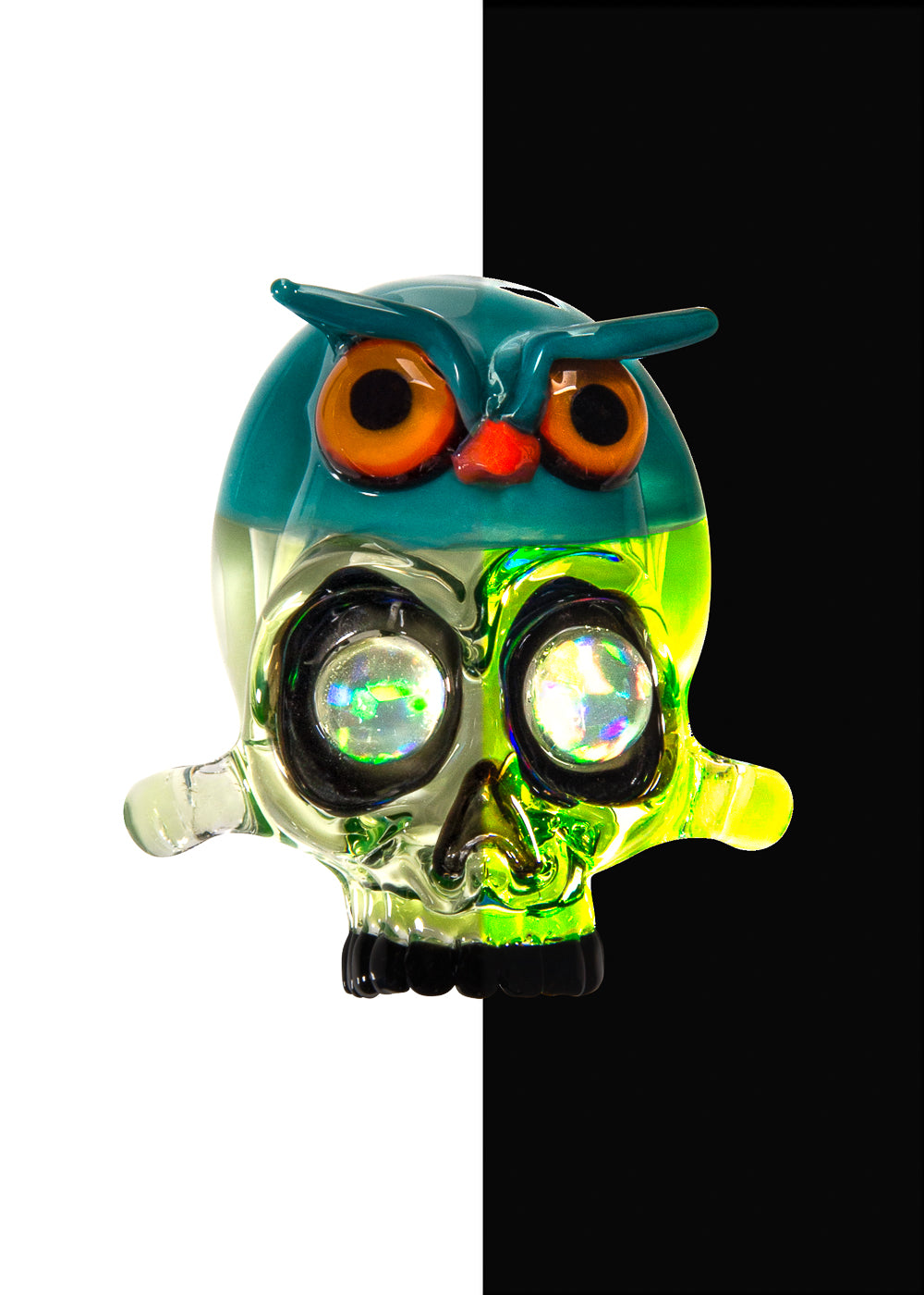 UV Reactive Owl Skull Pendant Collaboration by Shackman and AKM
