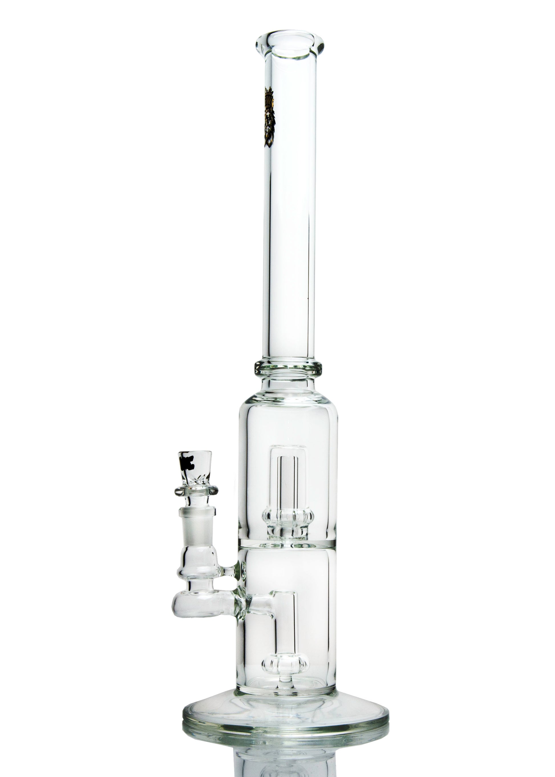 Manifest Glassworks Stemless Cirq-to-Cirq Tube with Logo in Black and Gold