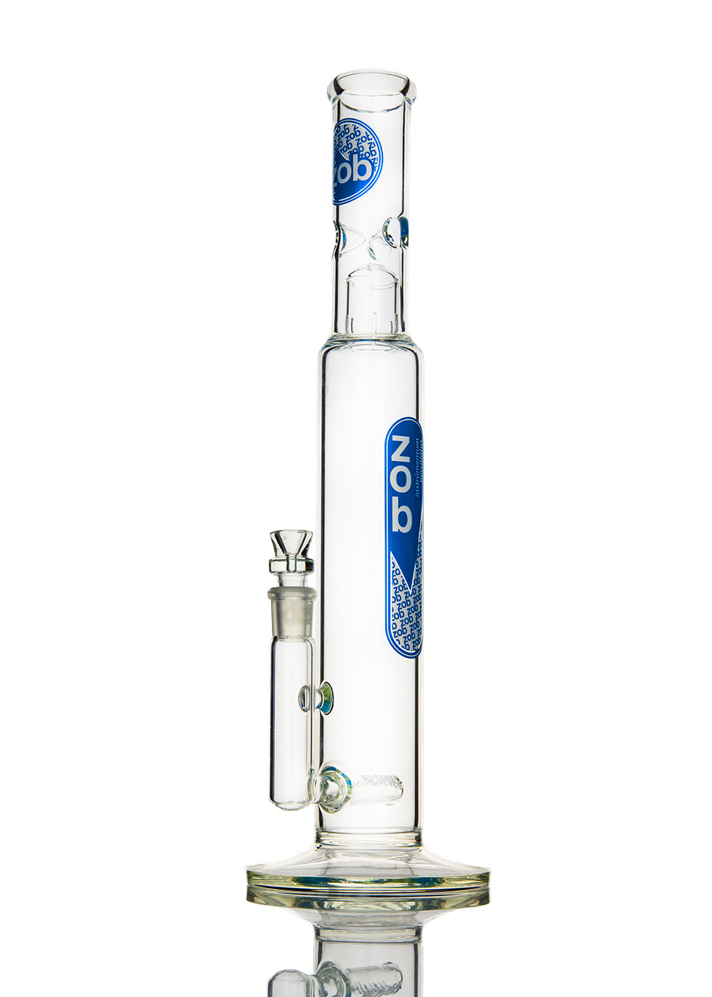 ZOB 18 Inch Stemless Diffused Slitted and Gridded with Blue and Gray Circle and Pill Logos Tube
