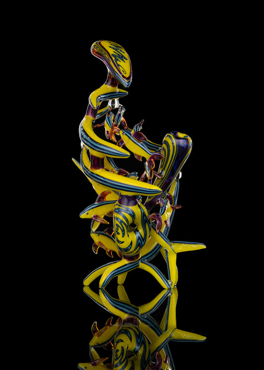 BUCK School of Fish Natual Bubbler by Buck Glass