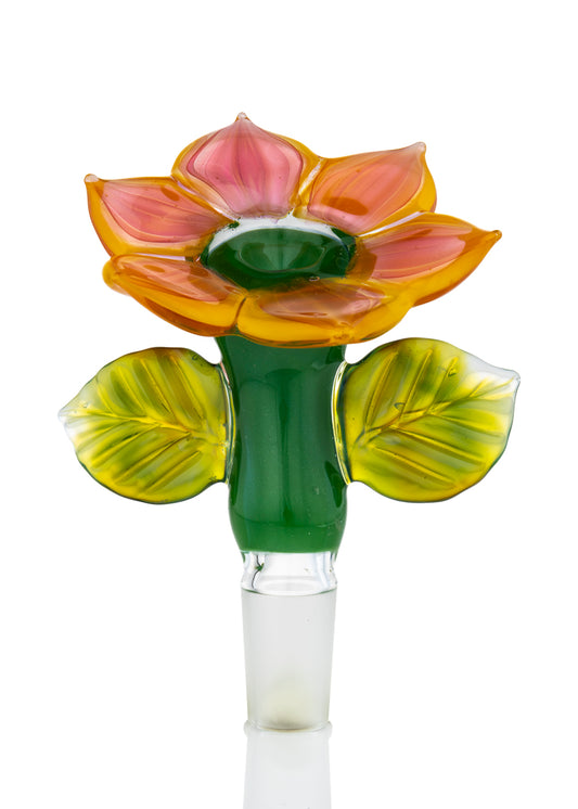 Heady 14mm Flower Slide in OG Moss and Orangie Pink by Natey (Nateylove)