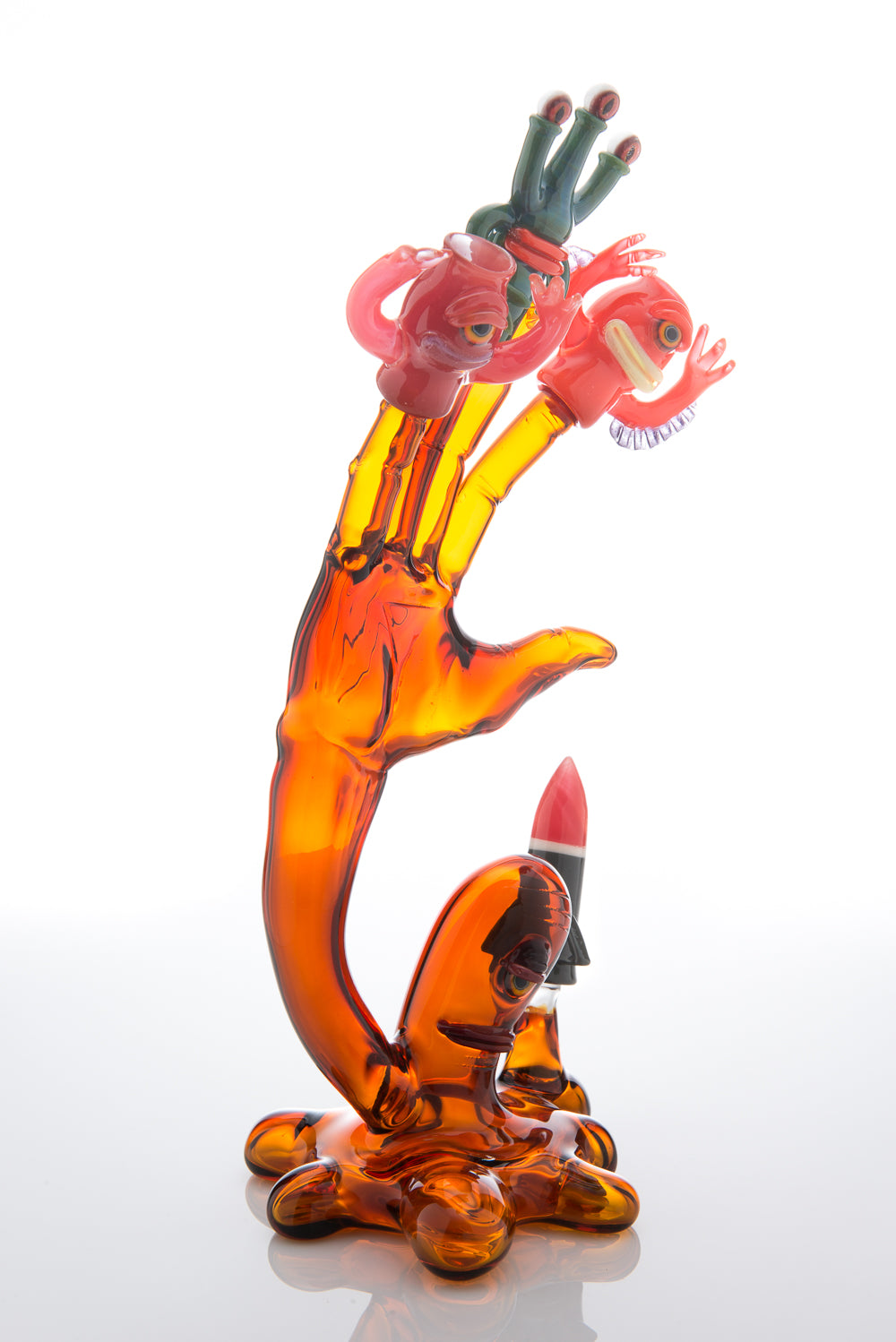 Alien Finger Puppet Hand Vapor Bubbler and Dome Holder Collaboration by Joe Peters, Robert Mickelsen, and Elbo
