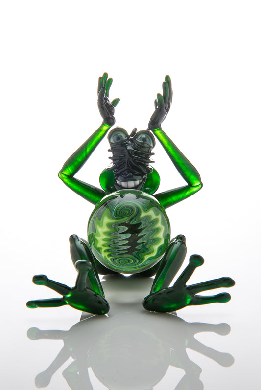 Sculpted Alien Marble Holder with Wig-Wag Marble by Dylan Kelley (DBK)