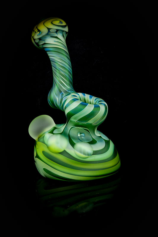Large Frosted Full Color Stand Up Sherlock Bubbler in Green by Willow and Quinn
