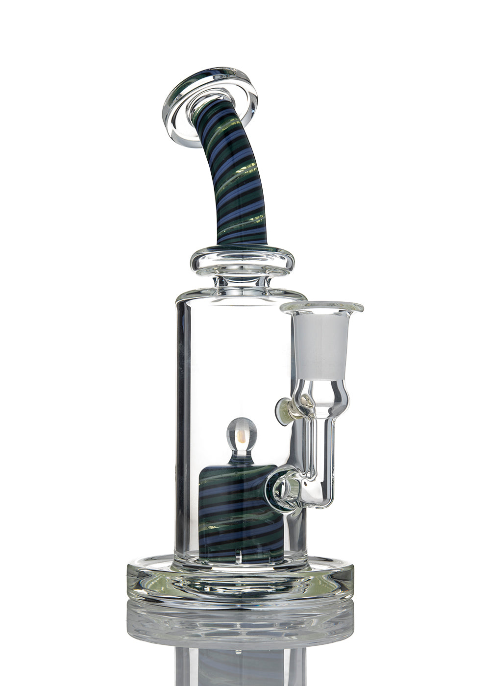 Opal top Perc Vapor Bubbler in Green, Blue, UV Line Work by Micheal Down (Mike D Glass)