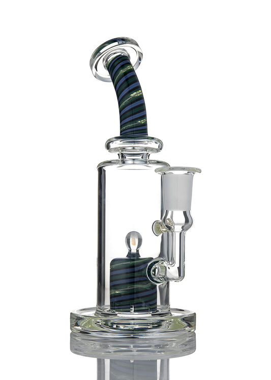 Opal top Perc Vapor Bubbler in Green, Blue, UV Line Work by Micheal Down (Mike D Glass)