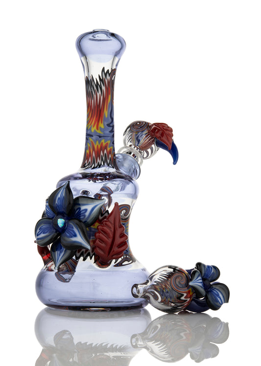 Purple Mini Tube with Matching Slide and Bubble Cap by Blossom Glass