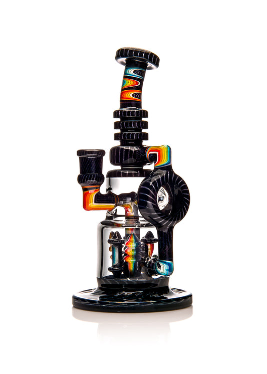 Ill Glass Custom Rainbow and Black Line Work Flux Cycler SP (with Stabilization Pilons)