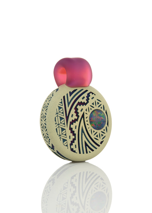 Sacred G Triple Color Telemagenta/Peacock Mashup  with 10mm Aussie Opal by Glass Maze