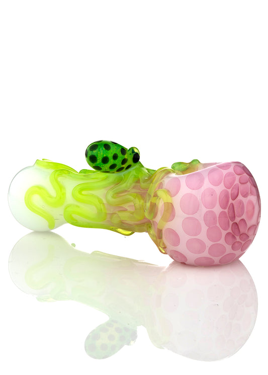 White Critter Spoon with Green Slyme Octopus by Curtis Claw