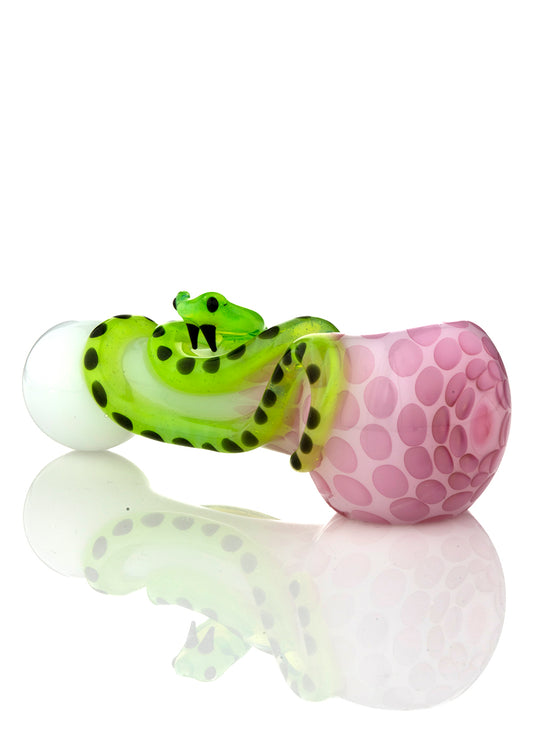 White Critter Spoon with Green Slyme Snake by Curtis Claw